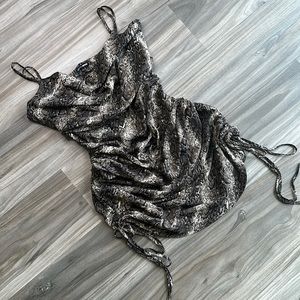 Fashion Nova Sexy Snake Print Side Ruched Mini or Midi Dress